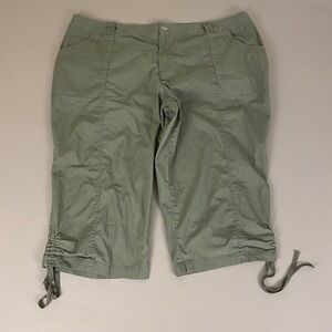 Avenue‎ Women's Olive Green Capri Pants Plus Size 26 Tie Off Leg Lightweight